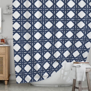 Rattan Basketweave Muster für Navy und White Summe Duschvorhang