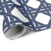 Rattan Basketweave Muster für Navy und White Summe Geschenkpapier (Rolleneckpunkt)