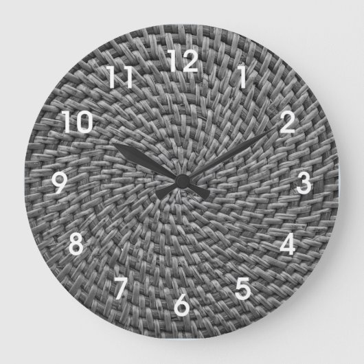 Rattan Wicker Boho Monogram    BasketweaveLarge Cl Große Wanduhr (Vorderseite)