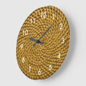 Rattan Wicker Boho Monogram Große Wanduhr (Winkel)