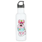 Ratte als Krankenschwester mit Box Edelstahlflasche (Vorderseite)