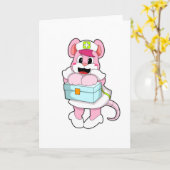 Ratte als Krankenschwester mit Box Karte (Gelbe Blume)