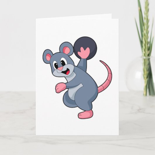 Ratte beim Bowling mit Bowlingkugel Karte (Vorderseite)