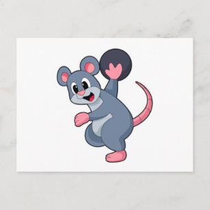 Ratte beim Bowling mit Bowlingkugel Postkarte