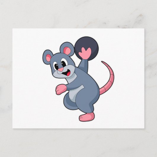 Ratte beim Bowling mit Bowlingkugel Postkarte (Vorderseite)