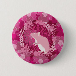 Ratte, Blume des Lebens, Rose, Mandala,Zen,Chakra, Button