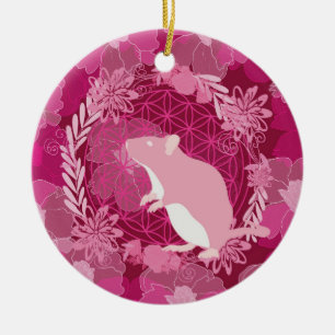 Ratte,Blume des Lebens, Rose, Mandala,Zen,Chakra,M Keramik Ornament