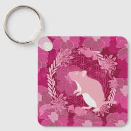 Ratte, Blume des Lebens, Rose, Mandala,Zen,Chakra, Schlüsselanhänger