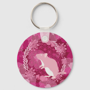 Ratte, Blume des Lebens, Rose, Mandala,Zen,Chakra, Schlüsselanhänger