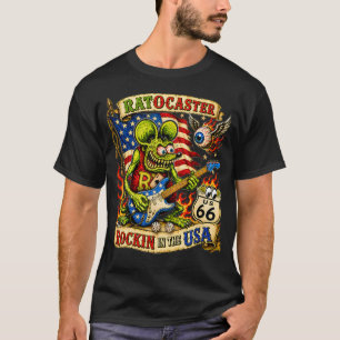 Ratte Fink USA Rock Gitarre Musik Highway 66 Retro T-Shirt