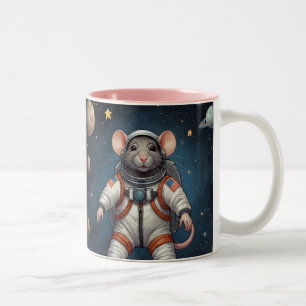 Ratte im Raumanzug Kunst für Kinder Zweifarbige Tasse