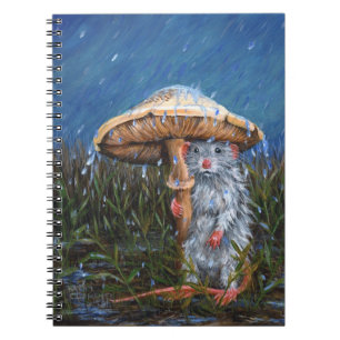 Ratte im Regen unter Pilz Notizbuch Notizblock
