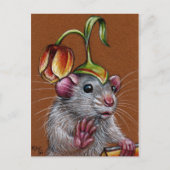 Ratte in Alberner Tulip-Hat-Postkarte Postkarte (Vorderseite)
