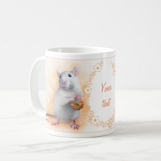 Ratte mit Blumen Kaffeetasse (Vorderseite Links)