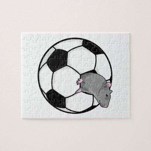 Ratte mit Fußball Puzzle (Horizontal)