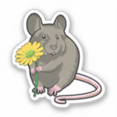 Ratte mit gelber Blume Aufkleber (Vorderseite)