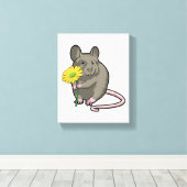 Ratte mit gelber Blume Leinwanddruck (Insitu (Holzboden))