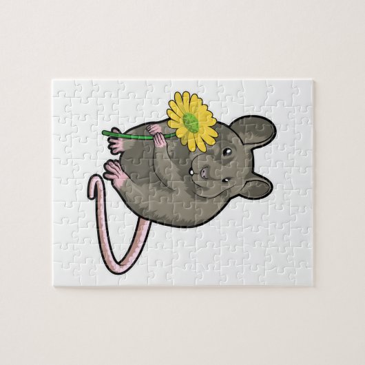 Ratte mit gelber Blume Puzzle (Horizontal)