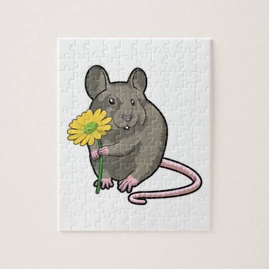 Ratte mit gelber Blume Puzzle (Vertikal)