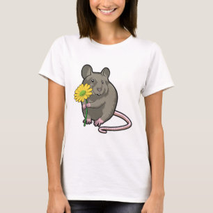 Ratte mit gelber Blume T-Shirt