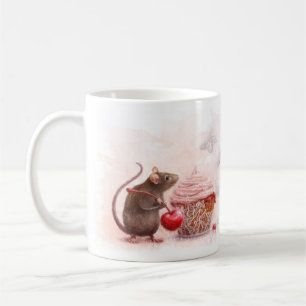 Ratte mit kleinem Kuchen Kaffeetasse