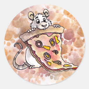 Ratte mit Pizza-Aufklebern Runder Aufkleber