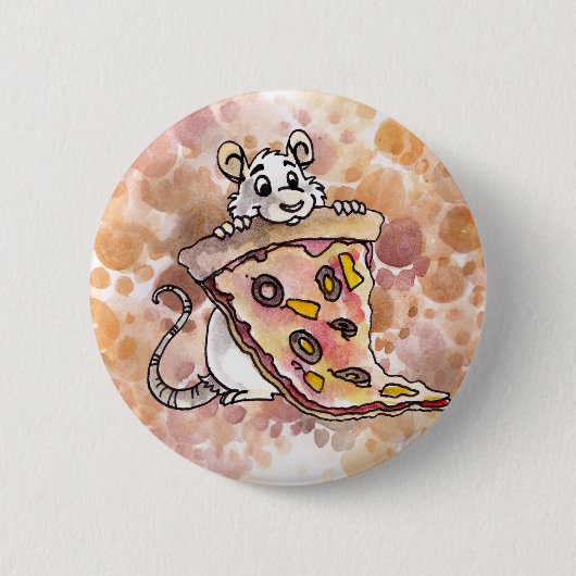 Ratte mit Pizza-Knopf Button (Vorderseite)