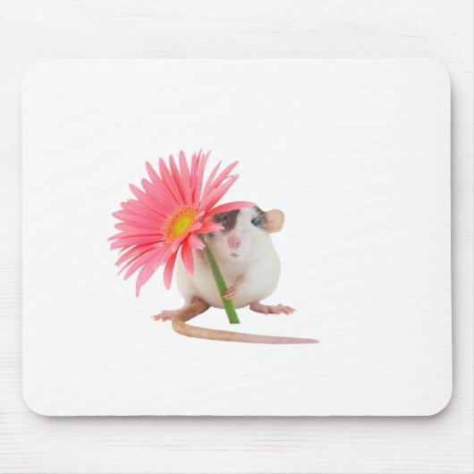 Ratte mit rosa Blume Mousepad (Vorne)