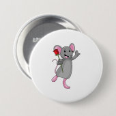 Ratte mit Rose Blume Button (Vorne & Hinten)
