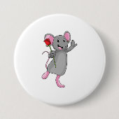 Ratte mit Rose Blume Button (Vorderseite)
