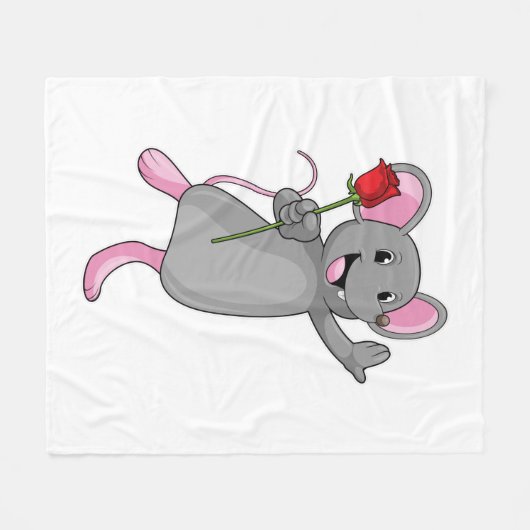 Ratte mit Rose Blume Fleecedecke (Vorderseite (Horizontal))