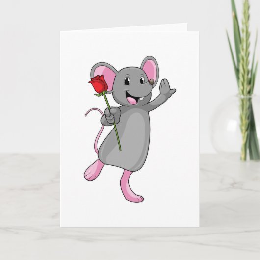 Ratte mit Rose Blume Karte (Vorderseite)