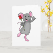 Ratte mit Rose Blume Karte (Gelbe Blume)