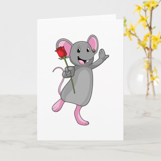 Ratte mit Rose Blume Karte (Gelbe Blume)