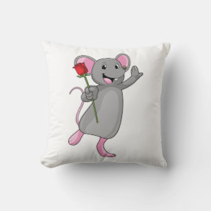 Ratte mit Rose Blume Kissen