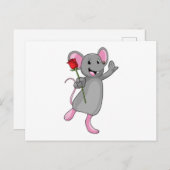 Ratte mit Rose Blume Postkarte (Vorne/Hinten)