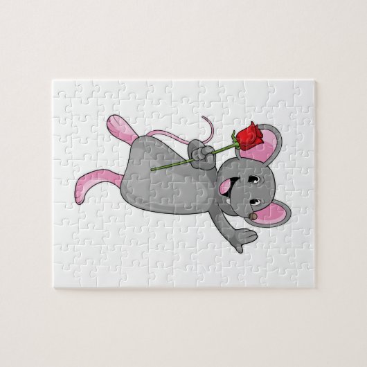 Ratte mit Rose Blume Puzzle (Horizontal)