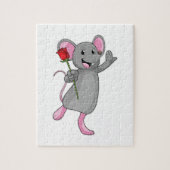 Ratte mit Rose Blume Puzzle (Vertikal)