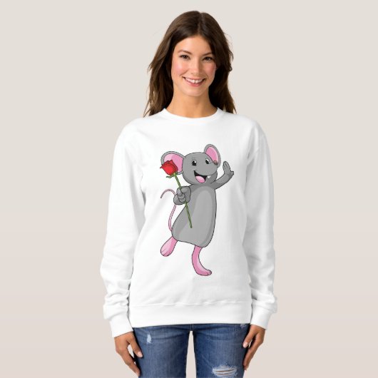 Ratte mit Rose Blume Sweatshirt (Vorne ganz)
