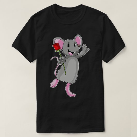 Ratte mit Rose Blume T-Shirt (Design vorne)