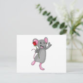 Ratte mit Rosenblume Postkarte (Stehend Vorderseite)