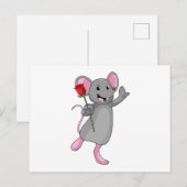 Ratte mit Rosenblume Postkarte (Vorne/Hinten)