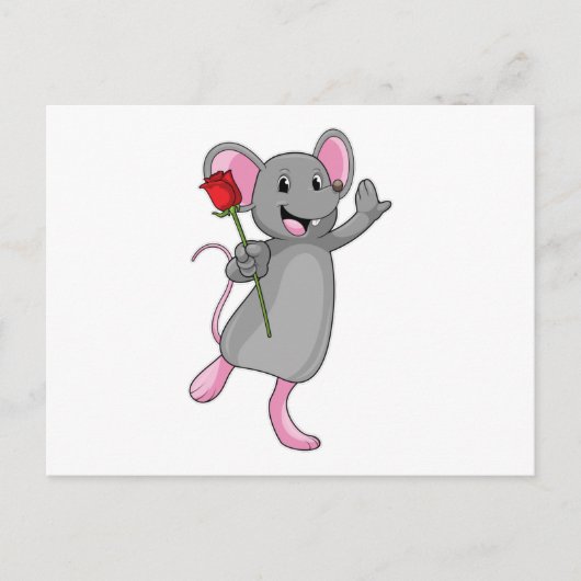 Ratte mit Rosenblume Postkarte (Vorderseite)