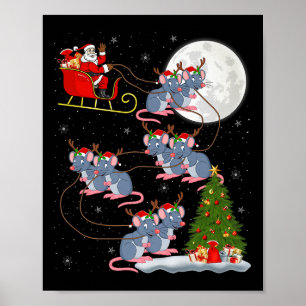 Ratte Nager Weihnachtsmann Schlitten Fliegend Lust Poster