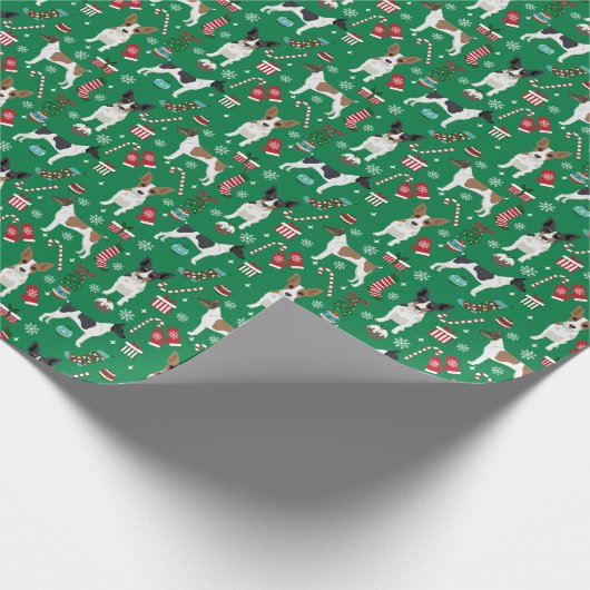 Ratte Terrier Weihnachtshunde Geschenkpapier (Ecke)