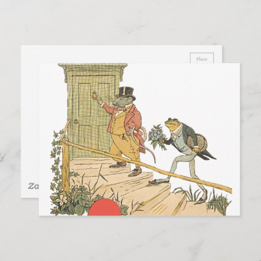 Ratte und Frosch im Tuxedo " s Blumen liefernd Postkarte (Vorne/Hinten)