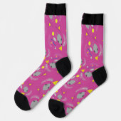 Ratte und Käse Muster Pink Socken (Linkes Detail)