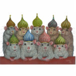 Ratten in der Zwiebelhauben-Hutskulptur Freistehende Fotoskulptur<br><div class="desc">" Die Architektur-Hut-Gruppe" ist mein ursprünglicher Pastell,  der zeichnet und kennzeichnet Ratten in den Hüten,  die auf den Hauben der Kathedrale St.-Basilikums,  eins der hübschsten Gebäude in der Welt basieren.</div>