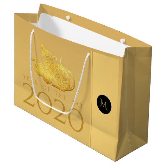 Ratten Jahr 2020 Früchte Elegant Monogram L Gesche Große Geschenktüte (Vorderseite Schrägansicht)