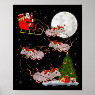 Ratten Santa Schlitten Fliegend Lustiger Magischer Poster
